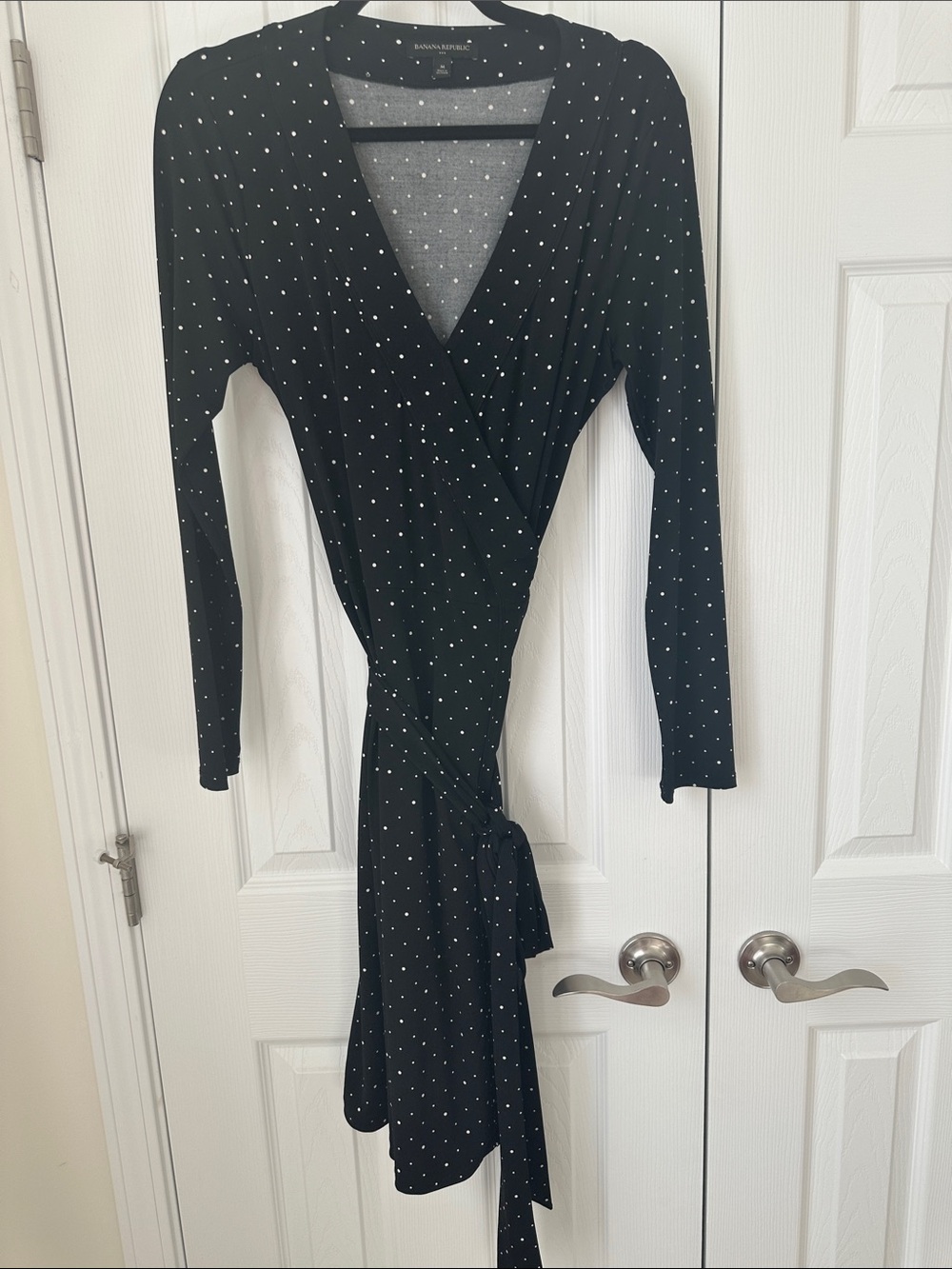 Banana Republic Black Polka Dot Wrap Dress